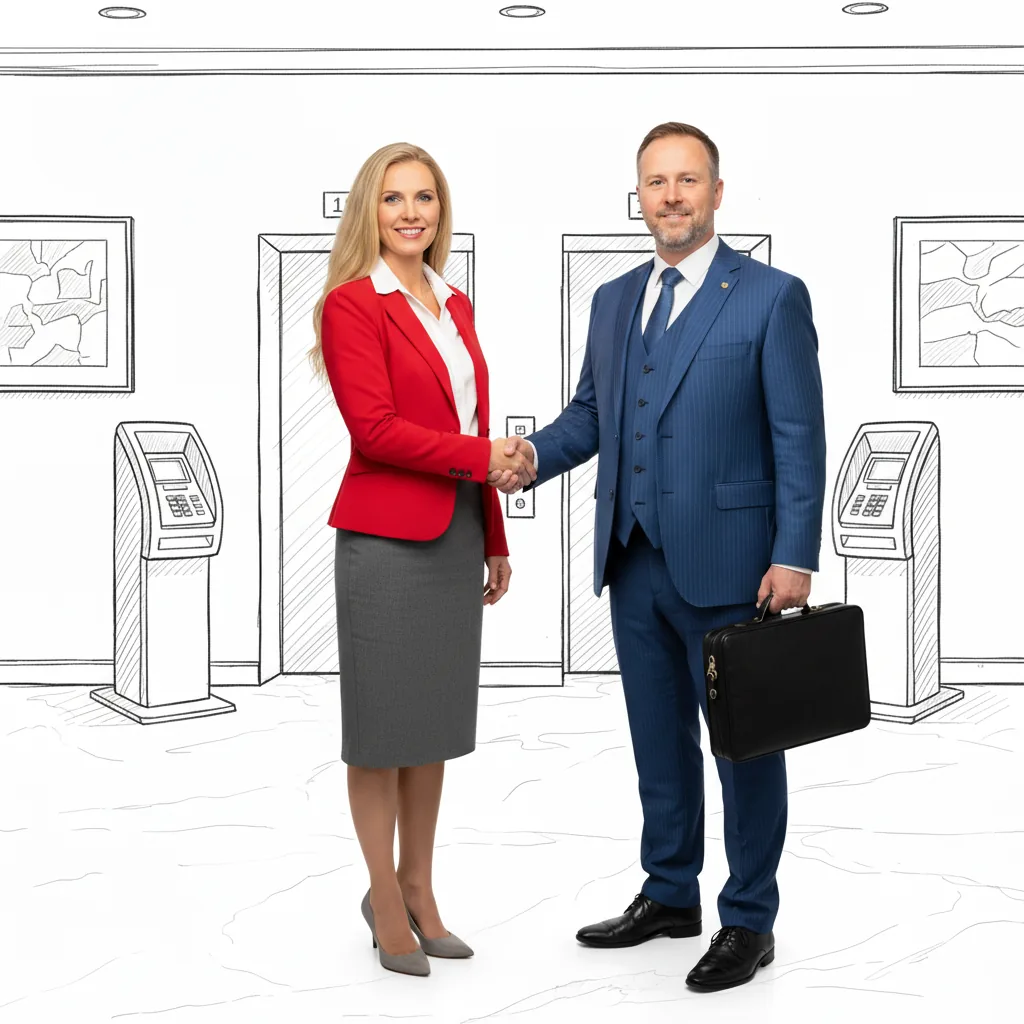 Professionals shaking hands in a hiring setting